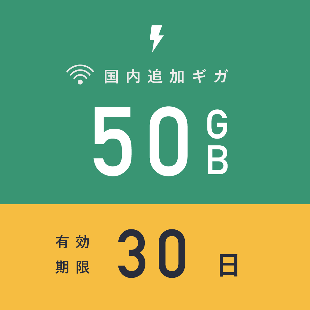 国内追加ギガチャージ | 50ギガ / 30日有効