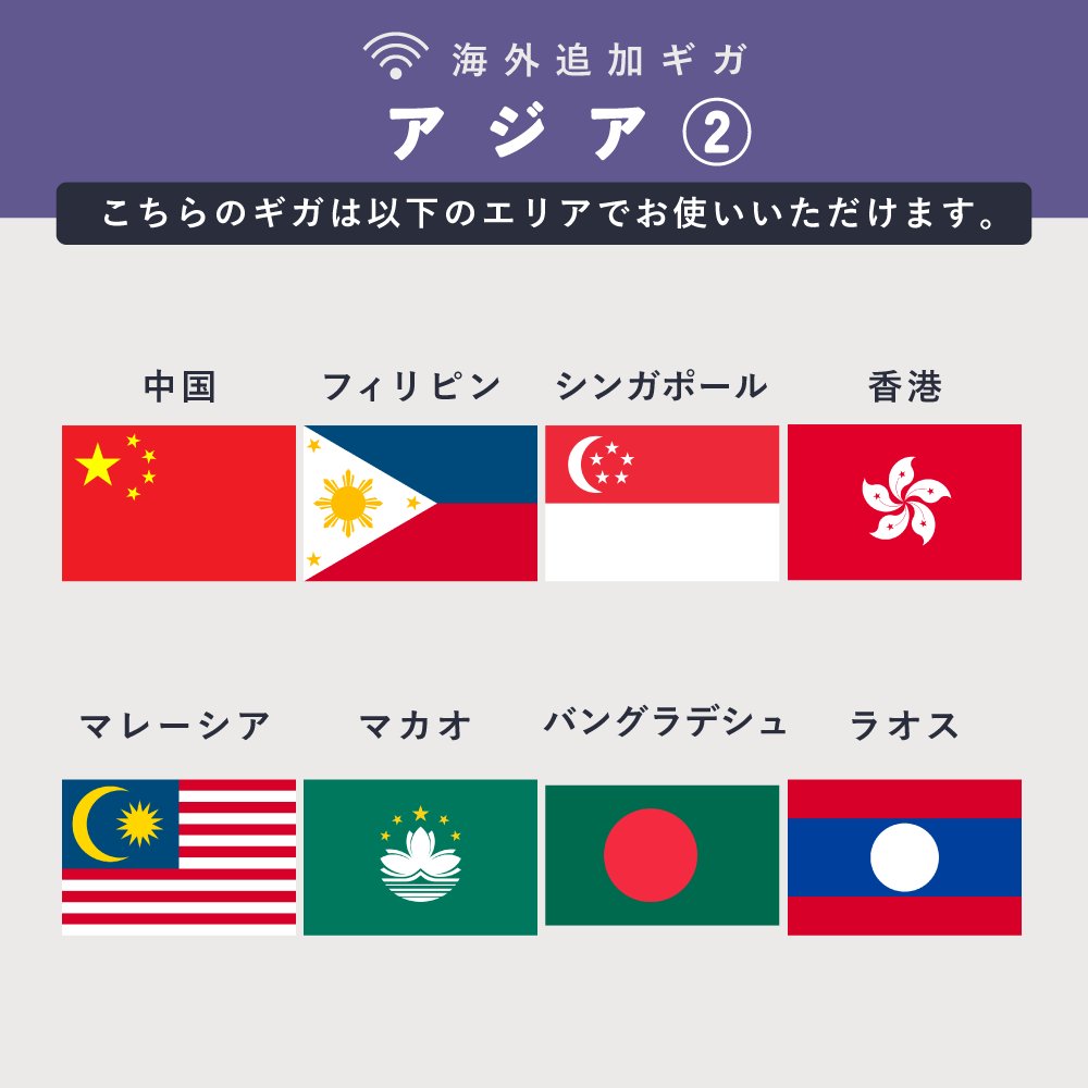 アジア② 3GB(7日間)ギガチャージ