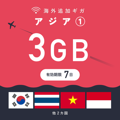 アジア① 3GB（7日間）ギガチャージ
