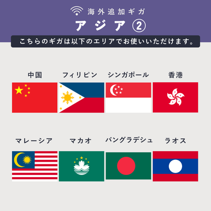 アジア② 3GB（7日間）ギガチャージ
